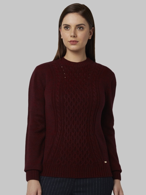 

Park Avenue Women Maroon Solid Pullover Sweater