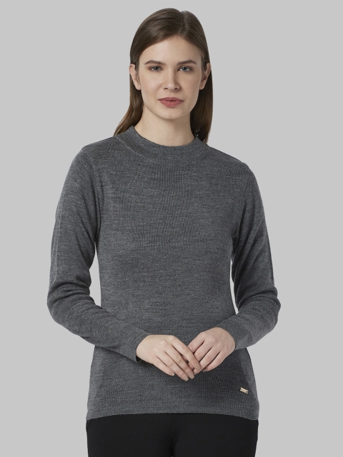 

Park Avenue Women Grey Solid Pullover Sweater