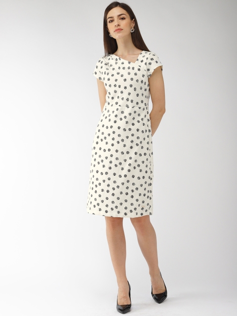 

Park Avenue Women White & Black Fit and Flare Dress