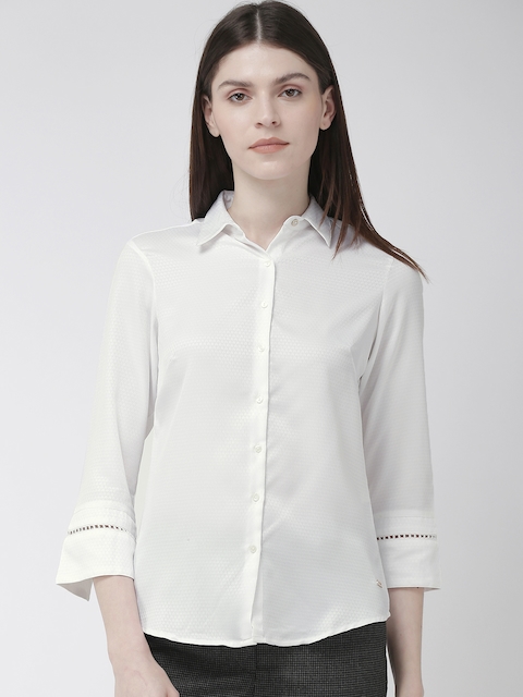 Park Avenue Women White Regular Fit Self Design Formal Shirt
