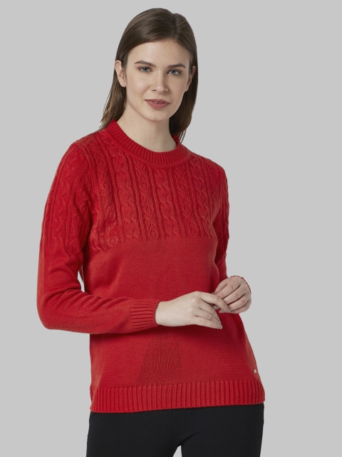 

Park Avenue Women Red Solid Pullover Sweater