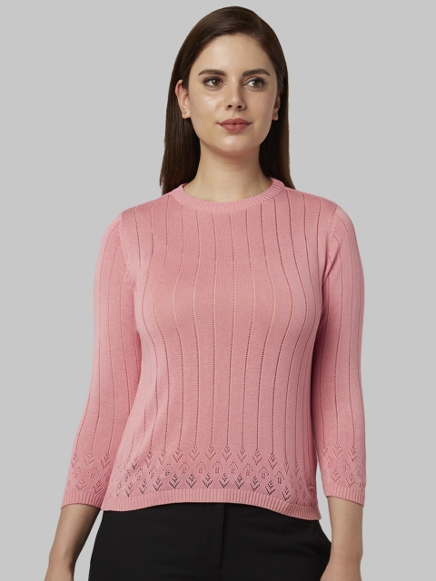 

Park Avenue Women Pink Self Design Pullover Sweater