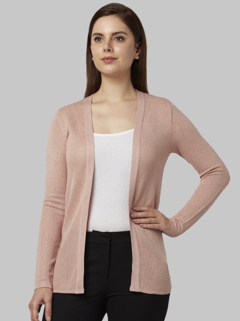 

Park Avenue Women Peach-Coloured Solid Cardigan Sweater