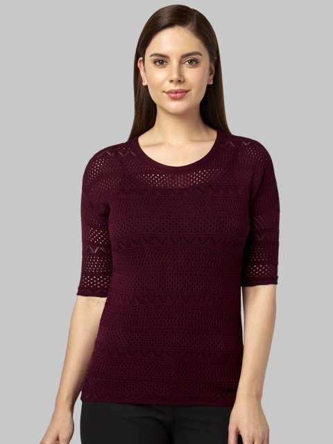

Park Avenue Women Maroon Self Design Pullover