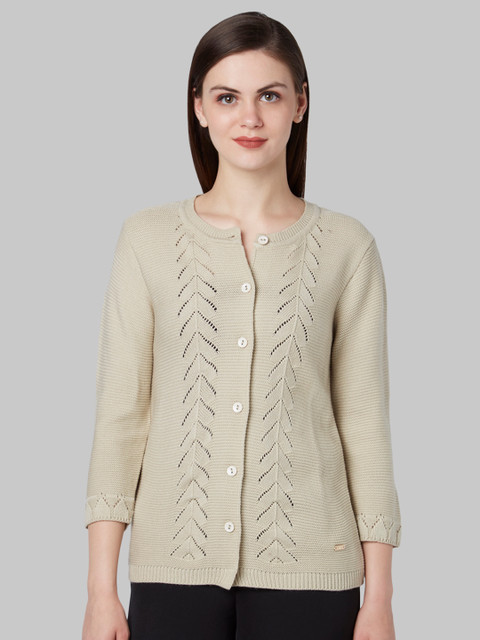 

Park Avenue Women Beige Self Design Cardigan