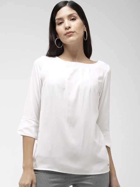 

Park Avenue Women White Solid Styled Back Top