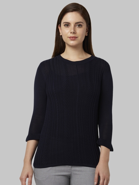 

Park Avenue Women Blue Self Design Pullover