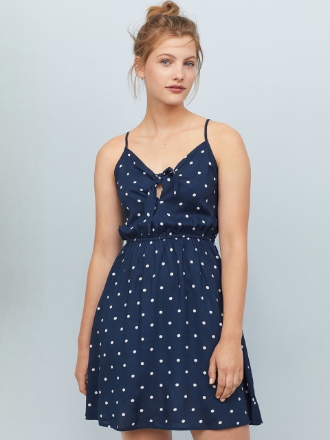 

H&M Women Blue Printed Tie-Front Dress