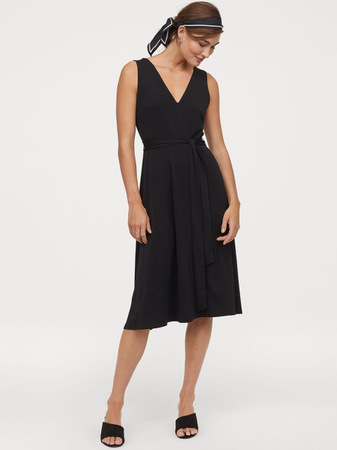 

H&M Women Black Tie-Belt Dress