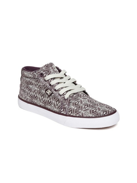 

DC Women Off-White & Burgundy Printed Sneakers