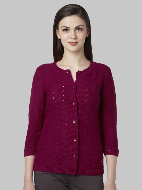 

Park Avenue Women Maroon Self Design Cardigan