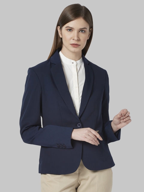 

Park Avenue Women Blue Solid Single-Breasted Formal Blazer