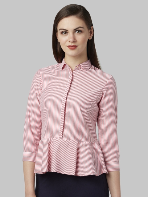 

Park Avenue Women Red Striped Pure Cotton Shirt Style Pure Cotton Top