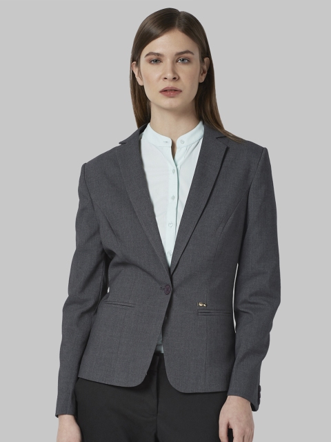 

Park Avenue Women Grey Solid Single-Breasted Formal Blazer