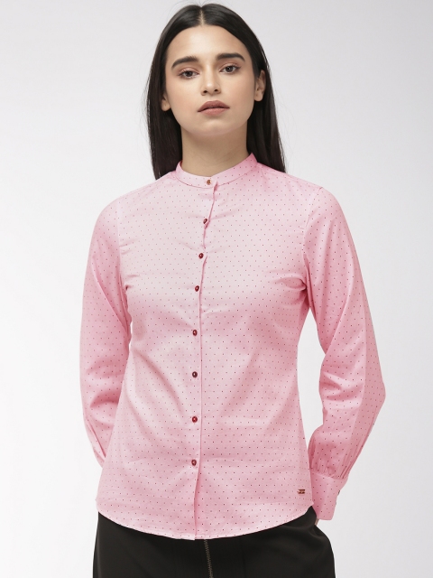 

Park Avenue Women Pink & Maroon Regular Fit Printed Casual Shirt