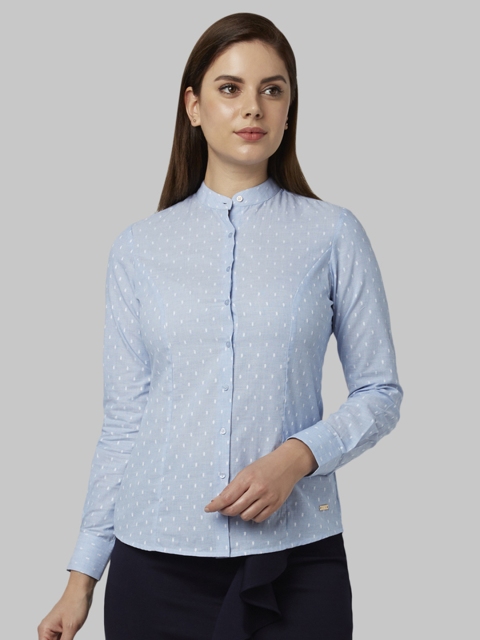 

Park Avenue Women Blue Slim Fit Self Design Formal Shirt