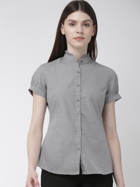 

Park Avenue Women Black & Grey Slim Fit Self Design Formal Shirt