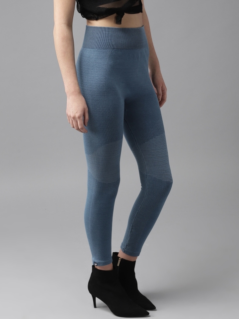 

Roadster Women Blue Jacquard Patterned Jeggings
