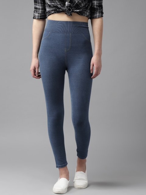 

Roadster Women Blue Solid Highrise Denim Jeggings