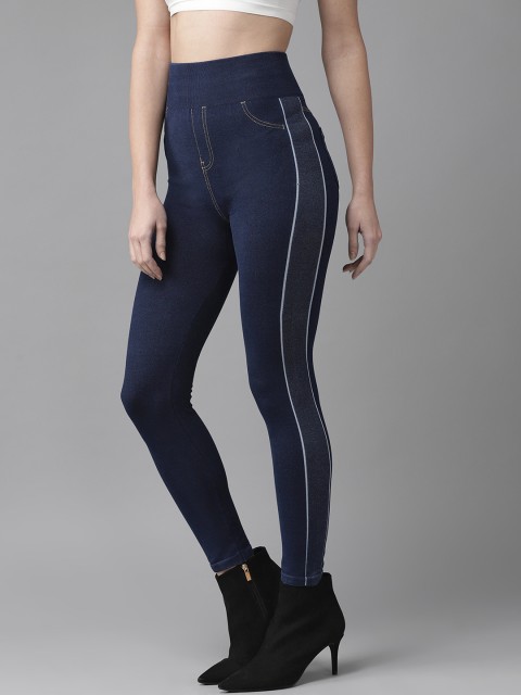 

Roadster Women Navy Blue Solid Denim Jeggings