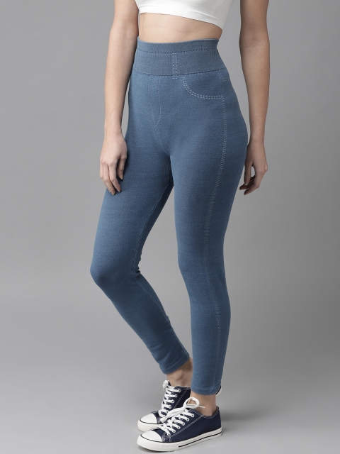 

Roadster Women Blue Solid Highrise Denim Jeggings