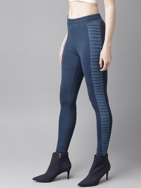 

Roadster Women Navy Blue Solid Treggings