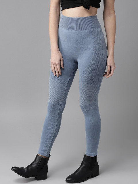 

Roadster Women Blue Jacquard Patterned Jeggings