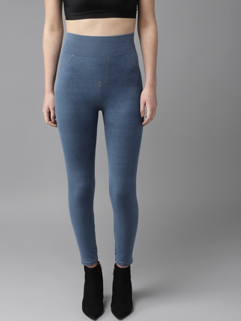 

Roadster Women Blue Solid Highrise Denim Jeggings