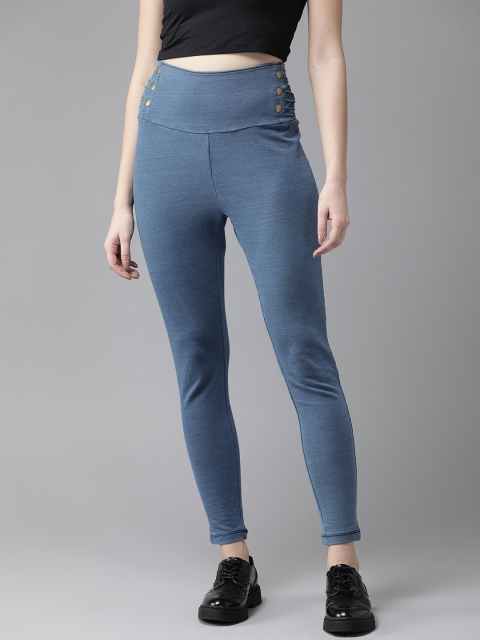 

Roadster Women Blue Solid Stretchable Jeggings