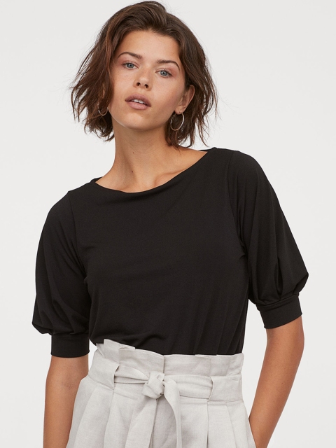 

H&M Women Black Jersey Crepe Top