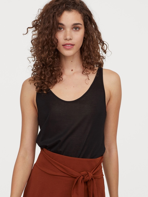 

H&M Women Black Lyocell Vest Top
