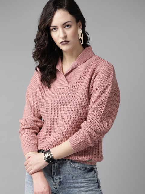 

Roadster Women Dusty Pink Solid Sweater