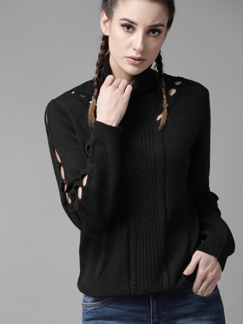 

Roadster Women Black Solid Sweater