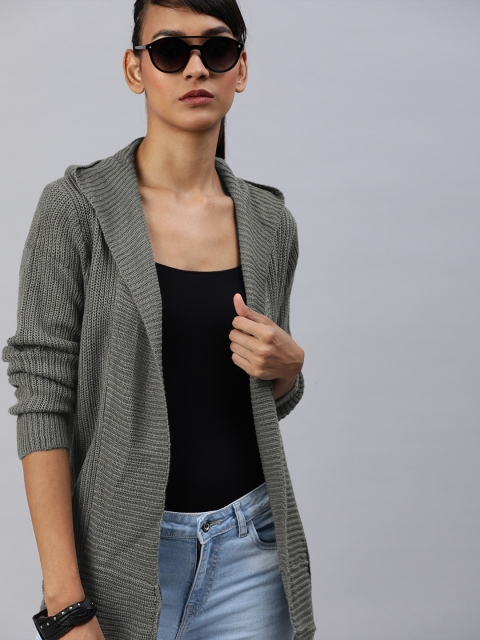 

Roadster Women Grey Ribbed Cardigan