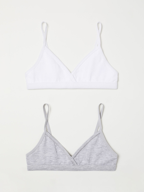 

H&M Girls Solid 2-Pack Tops, White