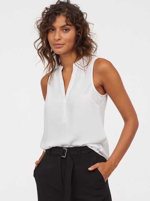 

H&M Women White Solid V-Neck Blouse