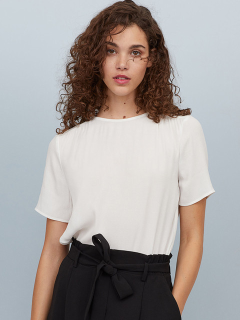 

H&M Women White Crepe Top