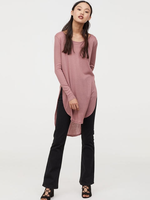 

H&M Women Pink Solid Long Jersey Top