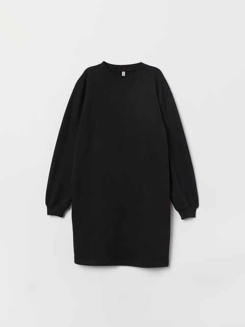 

H&M Women Black Solid Short Sweatshirt Dress