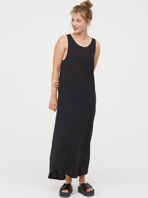 

H&M Women Black Solid Jersey Maxi Dress