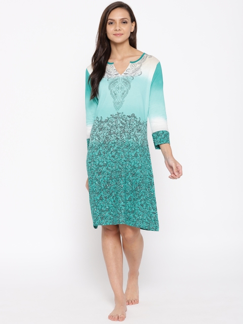 

July Nightwear Green & Black Printed Nightdress JD077