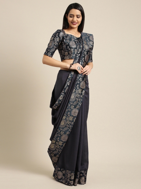 

Inddus Grey Solid Silk Blend Saree