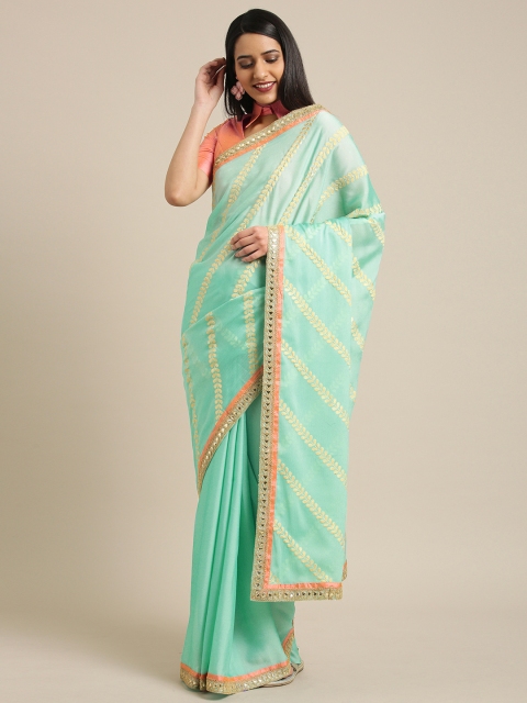 

Inddus Sea Green Printed Silk Blend Saree