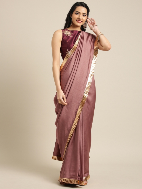 

Inddus Rose Gold Solid Silk Blend Saree