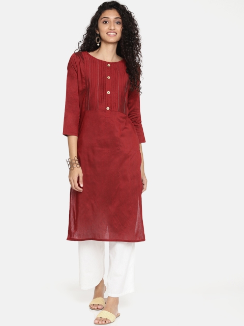 

Soch Women Maroon Solid Straight Kurta