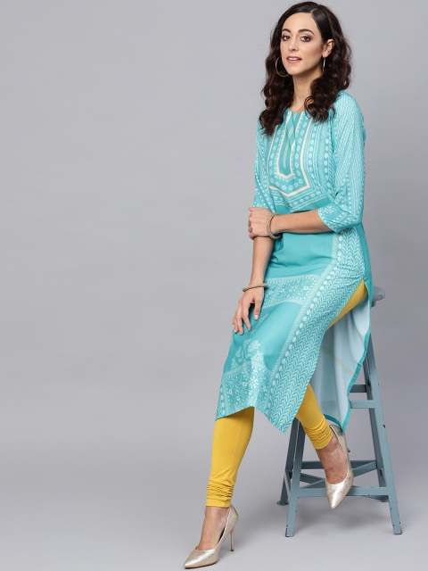 

AHIKA Women Blue Digital Print Straight Kurta