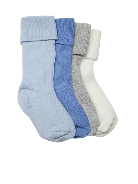 

Marks & Spencer Kids Pack of 4 Solid Knee Length Socks, Blue