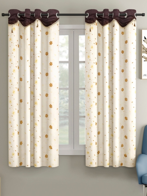 

Cortina Beige Set of 2 Floral Window Curtains