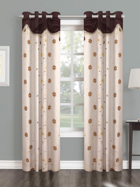 

Cortina Beige & Brown Floral Set of 2 Door Curtains