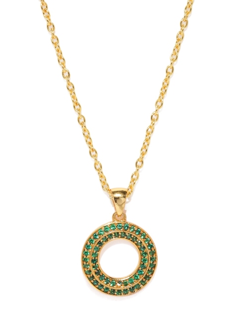 

Pipa Bella Gold-Toned & Green Stone-Studded Pendant with Chain